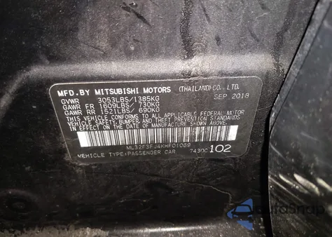 2019 Mitsubishi Mirage G4 Es from USA, damaged, VIN ML32F3FJ4KHF01069